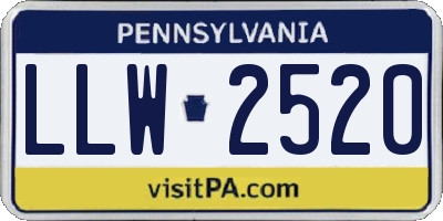 PA license plate LLW2520