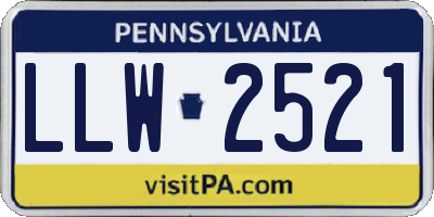 PA license plate LLW2521