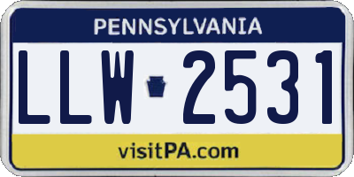 PA license plate LLW2531