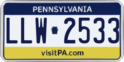 PA license plate LLW2533
