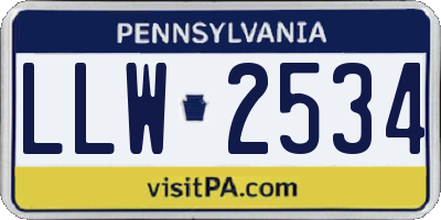 PA license plate LLW2534