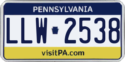 PA license plate LLW2538