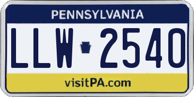 PA license plate LLW2540