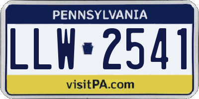 PA license plate LLW2541
