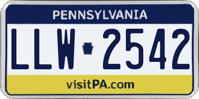 PA license plate LLW2542