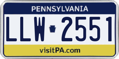 PA license plate LLW2551