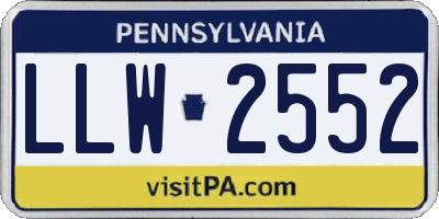 PA license plate LLW2552