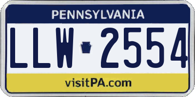 PA license plate LLW2554