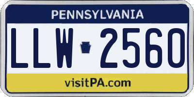 PA license plate LLW2560