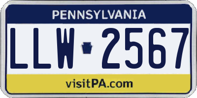 PA license plate LLW2567