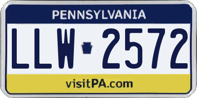 PA license plate LLW2572