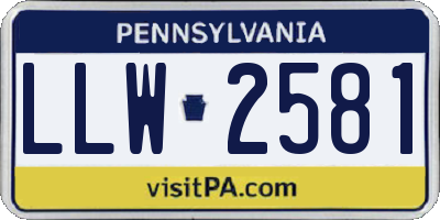 PA license plate LLW2581