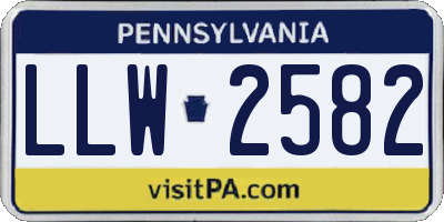 PA license plate LLW2582