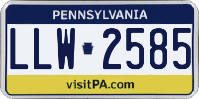 PA license plate LLW2585