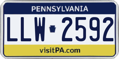 PA license plate LLW2592