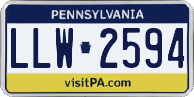 PA license plate LLW2594