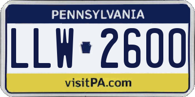 PA license plate LLW2600