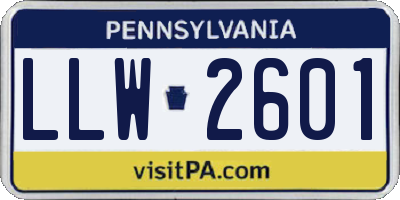 PA license plate LLW2601