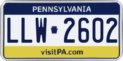 PA license plate LLW2602