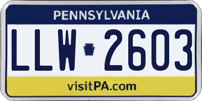 PA license plate LLW2603