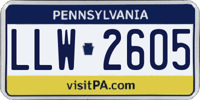 PA license plate LLW2605