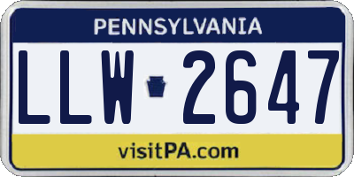 PA license plate LLW2647