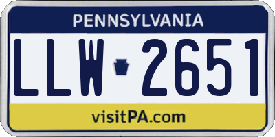 PA license plate LLW2651