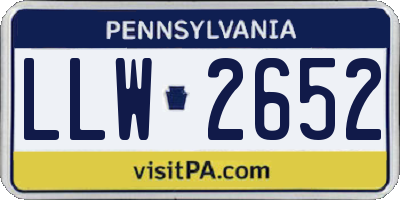 PA license plate LLW2652