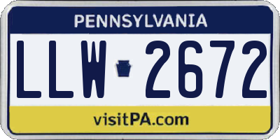 PA license plate LLW2672
