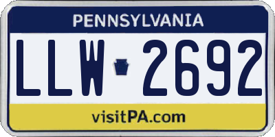 PA license plate LLW2692