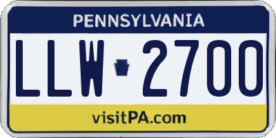 PA license plate LLW2700