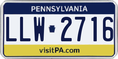 PA license plate LLW2716