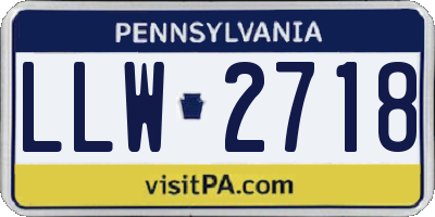 PA license plate LLW2718