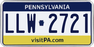PA license plate LLW2721