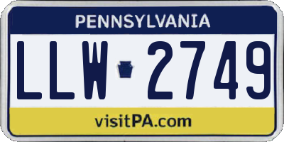 PA license plate LLW2749