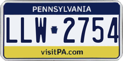 PA license plate LLW2754