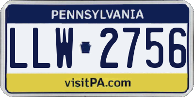 PA license plate LLW2756