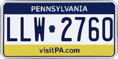PA license plate LLW2760