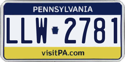 PA license plate LLW2781