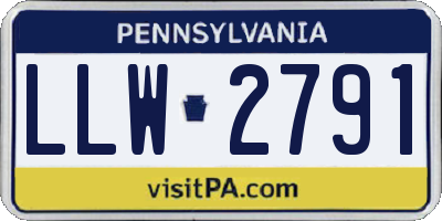 PA license plate LLW2791