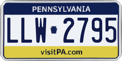 PA license plate LLW2795