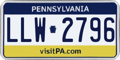 PA license plate LLW2796