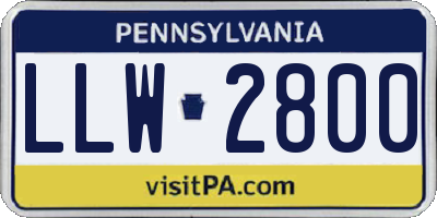PA license plate LLW2800