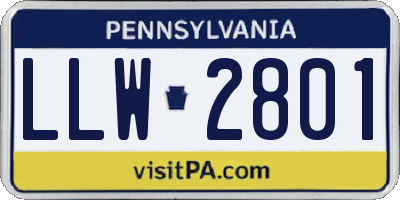 PA license plate LLW2801