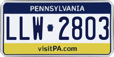 PA license plate LLW2803