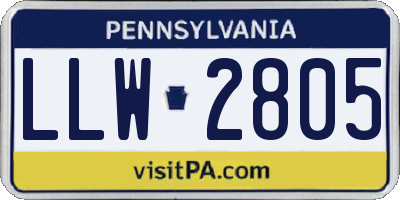PA license plate LLW2805