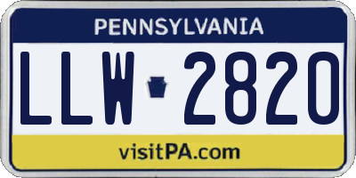 PA license plate LLW2820