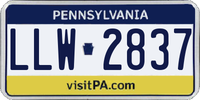 PA license plate LLW2837