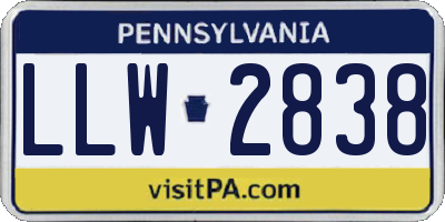 PA license plate LLW2838