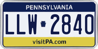PA license plate LLW2840